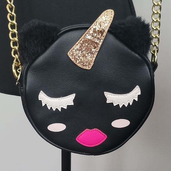 Betsey Johnson Black and Gold Unicorn Crossbody Bag - Picture 3 of 13